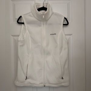 COLUMBIA Vest. Fleece, white, size medium